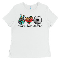 White peace love soccer Ladies Tee - Artiststas