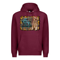 Burgundy life is better with a cockapoo Premium Hoodie - RanaPortraitStore
