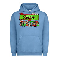 Pigment Pebble Blue soccer sister with leopard Urban Hoodie - Zillion Design Studio