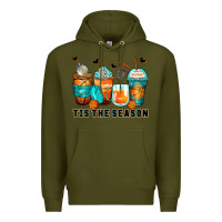 Army Green tis' the season basketball coffee cups Premium Hoodie - Zillion Design Studio