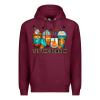 Burgundy tis' the season basketball coffee cups Premium Hoodie - Zillion Design Studio