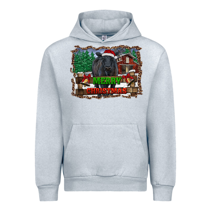 Merry Christmas Black Angus Cattle And Farm Urban Hoodie by RanaPortraitStore | Teevron