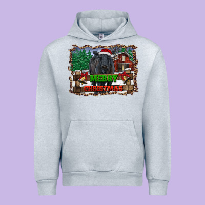 Merry Christmas Black Angus Cattle And Farm Urban Hoodie Designed By Ranaportraitstore
