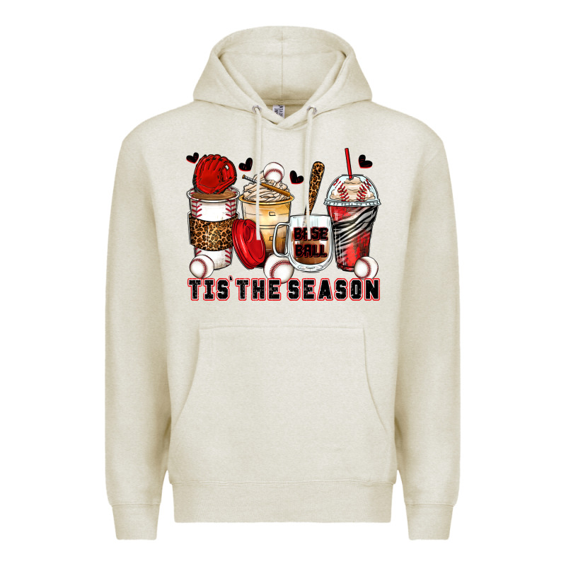Tis' The Season Baseball Coffee Cups Premium Hoodie by Zillion Design Studio | Teevron