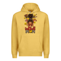 Antique Gold softball mom afro messy bun Premium Hoodie - texasbilliewilder