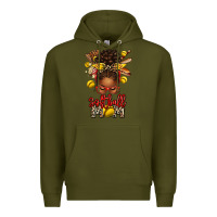 Army Green softball mom afro messy bun Premium Hoodie - texasbilliewilder