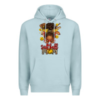 Blue Mist softball mom afro messy bun Premium Hoodie - texasbilliewilder