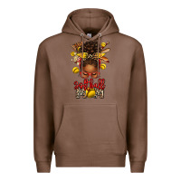 Chestnut softball mom afro messy bun Premium Hoodie - texasbilliewilder