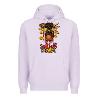 Lilac softball mom afro messy bun Premium Hoodie - texasbilliewilder