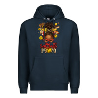 Navy softball mom afro messy bun Premium Hoodie - texasbilliewilder