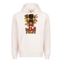 Pale Pink softball mom afro messy bun Premium Hoodie - texasbilliewilder