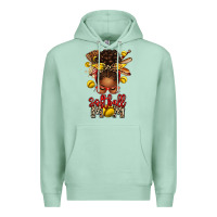 Seafoam softball mom afro messy bun Premium Hoodie - texasbilliewilder