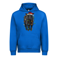 Cobalt christmas black angus cattle with lights Urban Hoodie - RanaPortraitStore