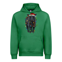 Emerald christmas black angus cattle with lights Urban Hoodie - RanaPortraitStore