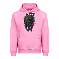 Fuchsia Pink christmas black angus cattle with lights Urban Hoodie - RanaPortraitStore
