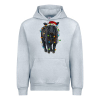 Heather Grey christmas black angus cattle with lights Urban Hoodie - RanaPortraitStore