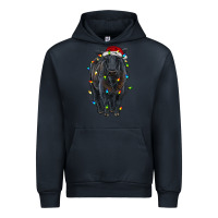 Navy christmas black angus cattle with lights Urban Hoodie - RanaPortraitStore