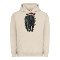 Pigment French Oak christmas black angus cattle with lights Urban Hoodie - RanaPortraitStore