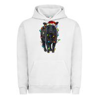 Pigment Lunar Rock christmas black angus cattle with lights Urban Hoodie - RanaPortraitStore