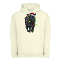 Pigment Pistachio christmas black angus cattle with lights Urban Hoodie - RanaPortraitStore