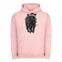 Pigment Salmon christmas black angus cattle with lights Urban Hoodie - RanaPortraitStore
