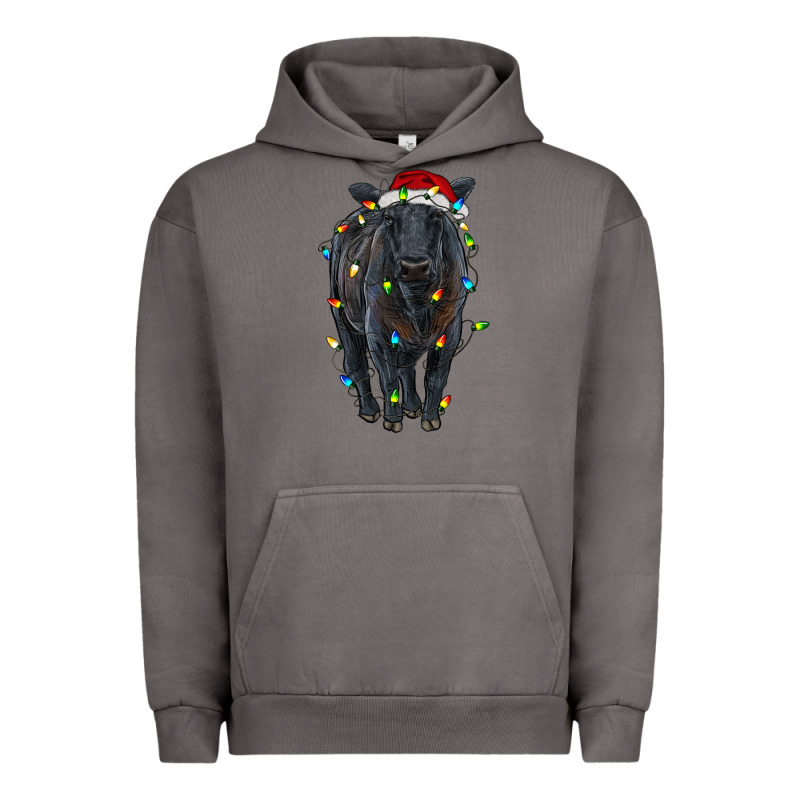 Christmas Black Angus Cattle With Lights Urban Hoodie by RanaPortraitStore | Teevron