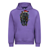 Tulip christmas black angus cattle with lights Urban Hoodie - RanaPortraitStore