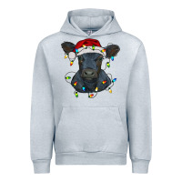Heather Grey christmas baby black angus calf with lights Urban Hoodie - RanaPortraitStore