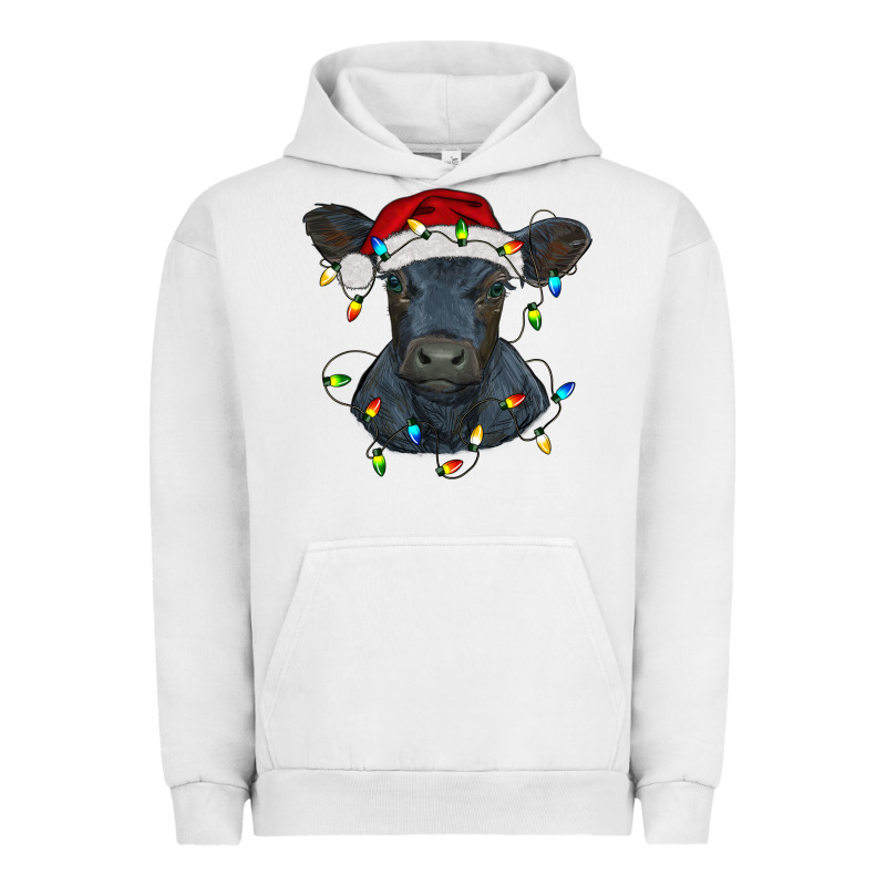 Christmas Baby Black Angus Calf With Lights Urban Hoodie by RanaPortraitStore | Teevron