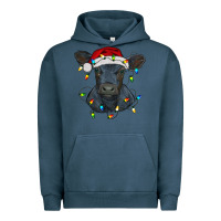 Pigment Midnight Navy christmas baby black angus calf with lights Urban Hoodie - RanaPortraitStore