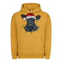 Pigment Peanut Butter christmas baby black angus calf with lights Urban Hoodie - RanaPortraitStore