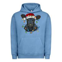 Pigment Pebble Blue christmas baby black angus calf with lights Urban Hoodie - RanaPortraitStore