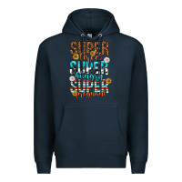 Navy super tired super hungry super pregnant Premium Hoodie - texasbilliewilder