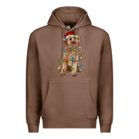 Chestnut cockapoo with christmas lights Premium Hoodie - RanaPortraitStore