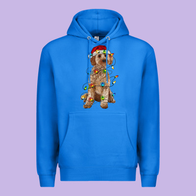 Cockapoo With Christmas Lights Premium Hoodie Designed By Ranaportraitstore