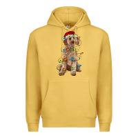 Antique Gold cockapoo with christmas lights Premium Hoodie - RanaPortraitStore