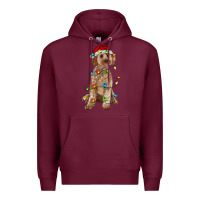 Burgundy cockapoo with christmas lights Premium Hoodie - RanaPortraitStore