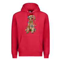 Cardinal cockapoo with christmas lights Premium Hoodie - RanaPortraitStore