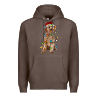Coffee cockapoo with christmas lights Premium Hoodie - RanaPortraitStore