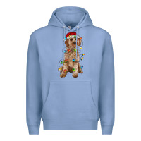Colony Blue cockapoo with christmas lights Premium Hoodie - RanaPortraitStore