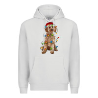 Dove Grey cockapoo with christmas lights Premium Hoodie - RanaPortraitStore