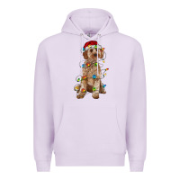 Lilac cockapoo with christmas lights Premium Hoodie - RanaPortraitStore