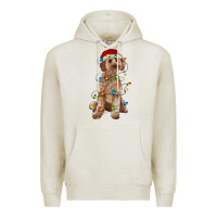 Oatmeal Heather cockapoo with christmas lights Premium Hoodie - RanaPortraitStore