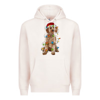 Pale Pink cockapoo with christmas lights Premium Hoodie - RanaPortraitStore
