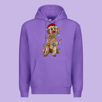 Cockapoo With Christmas Lights Premium Hoodie Designed By Ranaportraitstore