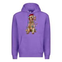Purple cockapoo with christmas lights Premium Hoodie - RanaPortraitStore