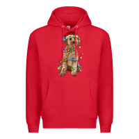Red cockapoo with christmas lights Premium Hoodie - RanaPortraitStore