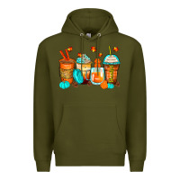 Army Green thankful coffee cups Premium Hoodie - Zillion Design Studio