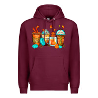 Burgundy thankful coffee cups Premium Hoodie - Zillion Design Studio