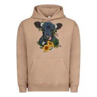 Pigment Burro baby cow black angus calf with flowers Urban Hoodie - RanaPortraitStore